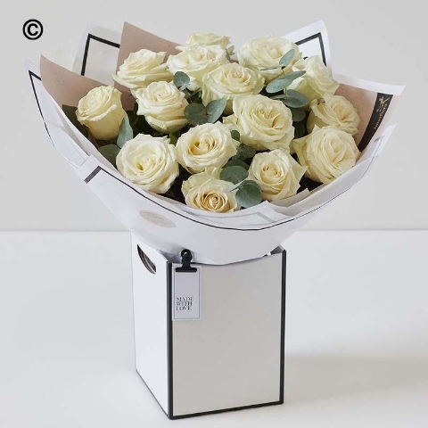 International Womens Day Beautifully Simple Rose Bouquet White