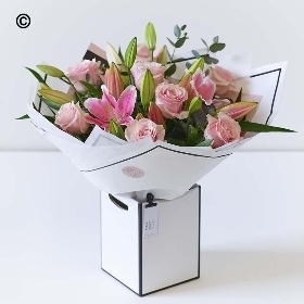 International Womens Day Beautifully Simple Rose and Lily Bouquet Pink