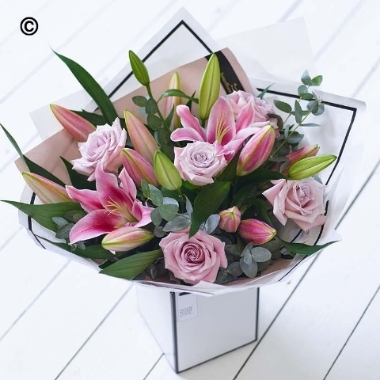 International Womens Day Beautifully Simple Rose and Lily Bouquet Pink