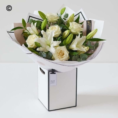 International Womens Day Beautifully Simple Rose and Lily Bouquet White